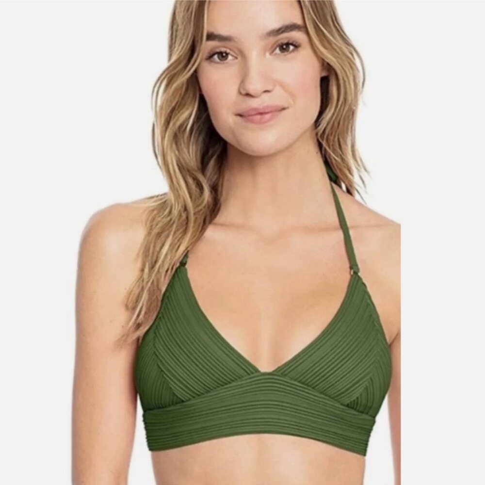NWOT Robin Piccone Lily Triangle‎ Bikini Top Size Large Basil Green